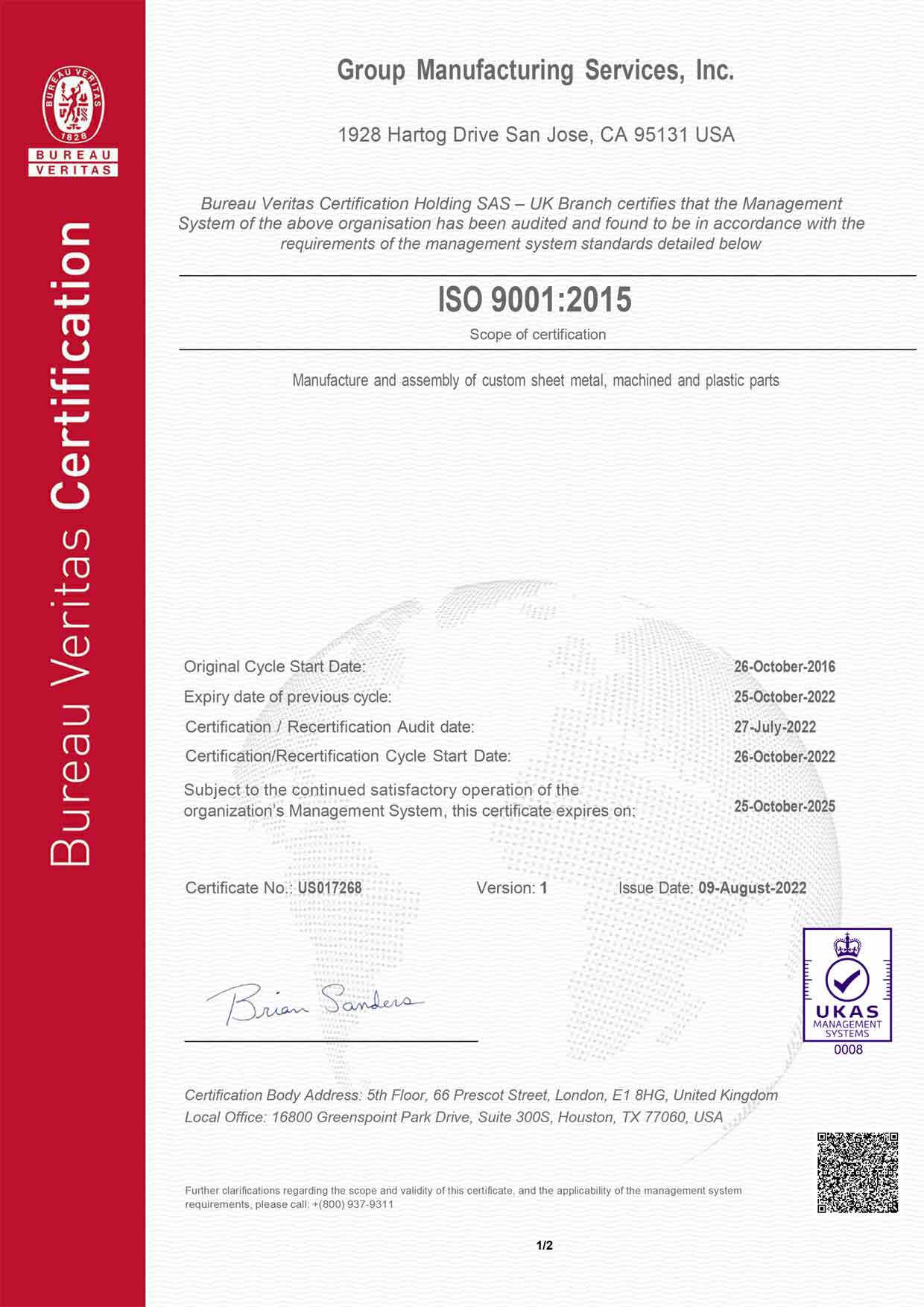 ISO 9001:2015 Certificate Image